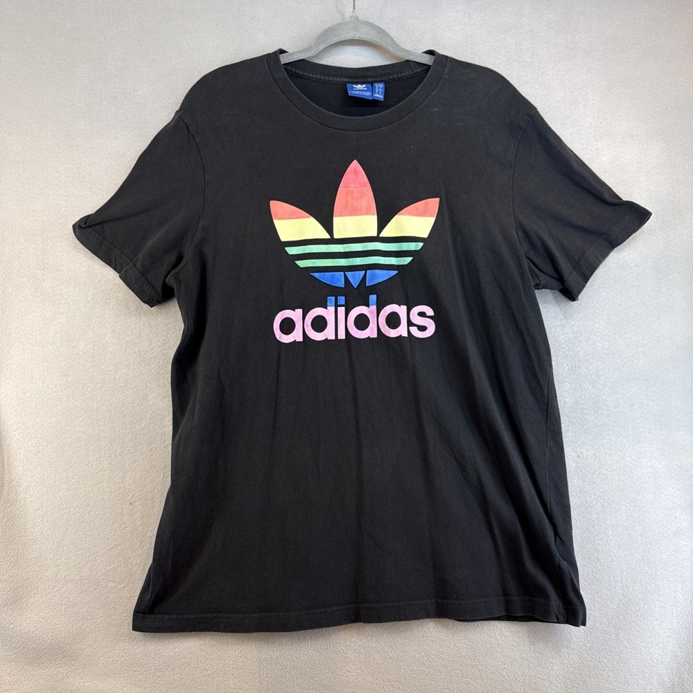 Men's Adidas Multi Color Trefoil Tee Shirt, Size XL, 100% Cotton